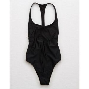 American Eagle Aerie black cheeky racerback scoopneck one piece swimsuit